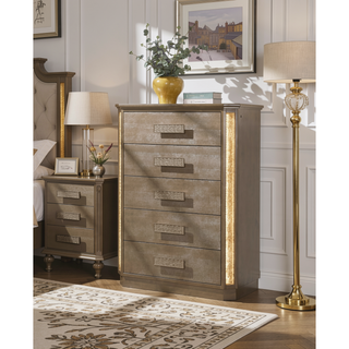Sunvega Gold and Copper Chest with LED Light Accent and Five Spacious Drawers