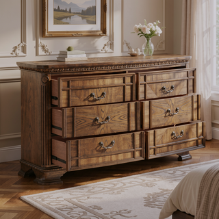 Sunvega Dark Brown Finish Traditional Nightstand with 2 Dovetail Drawers and Cedar Veneer