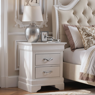 Sunvega Elegant Silver Champagne Nightstand with Two Drawers for Essential Storage