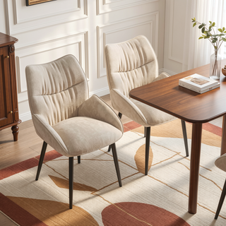 Sunvega Luxury Velvet Dining Chair Set with High Rebound Cushion and Stable Metal Frame