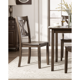 Sunvega Charcoal Brown Finish 5PC Dining Set with 4 X-Back Side Chairs