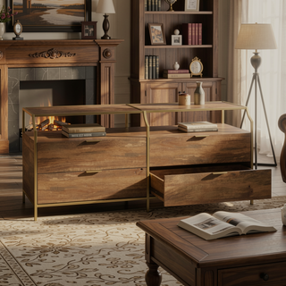 Sunvega European-Inspired Dresser with Four Drawers and Glass Top for Living Areas