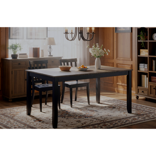 Sunvega Brown Espresso Finish Transitional 7-Pc Dining Set with Lattice Chairs
