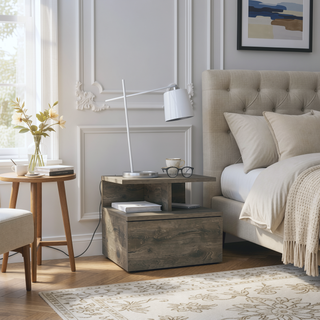 Sunvega Blue Floating Nightstand With Drawer And Shelves For Storage And Decor