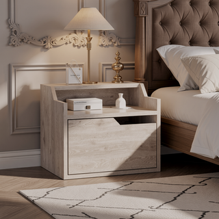 Sunvega Floating Nightstand with Single Drawer and Sleek Two-Tiered Shelf Surfaces for Bedroom