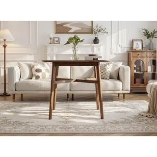 Sunvega Dark Brown Round Counter Table with Canted Chamfered Hairpin Legs