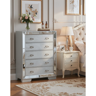 Sunvega Elegant Contemporary Storage Chest with Chic Silver Champagne Finish