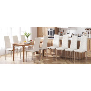 Sunvega Modern Minimalist Dining Chairs Set of 4 with PU Seat and Silver Metal Legs