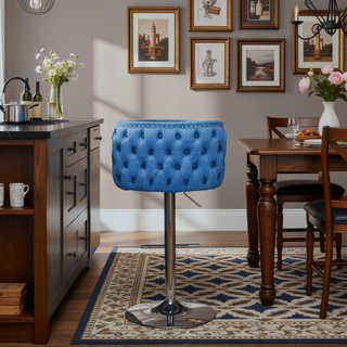 Sunvega Swivel Barstools with Tufted Back, Adjustable Seat Height and Chrome Base for Kitchen Island, Set of 2