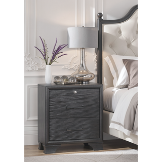 Sunvega Gray Finish Nightstand with Spacious Drawers and Acrylic Hardware