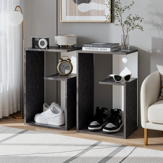 Sunvega 25 Inch High 3 Tier Open Shelf Nightstand with Ample Storage