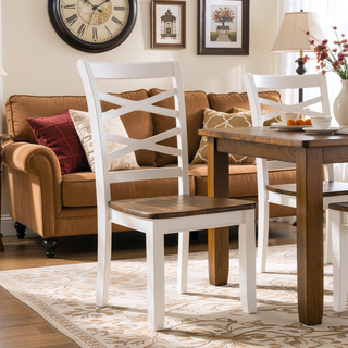 Sunvega 7-Piece Dining Set with Table and 6 Chairs in Cherry and White Finish
