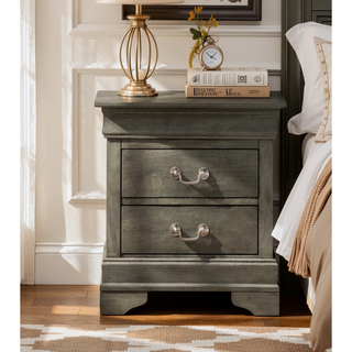 Sunvega Charming Traditional Gray Nightstand with Sturdy Construction and Elegant Finish