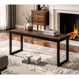 Sunvega Industrial Style 3pc Dining Set with U-Shape Metal Legs and Wooden Top