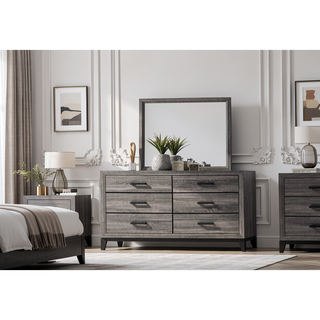 Sunvega Contemporary Gray Wood Dresser with Six Smooth Gliding Drawers