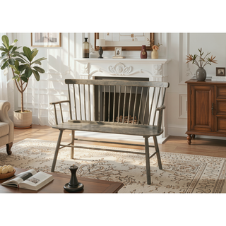 Sunvega Farmhouse Style Black Finish Spindle Back Arm Rest Wooden Chair