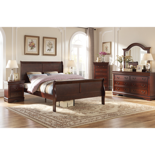 Sunvega Solid Wood Louis Philip Style Nightstand with Two Soft Close Drawers