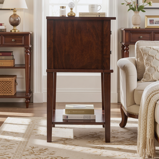 Sunvega Elegant Contemporary Nightstand with Open Shelf for Compact Storage