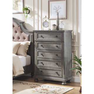 Sunvega Gray Modern Nightstand with Full Extension Drawers and Felt-Lined Top