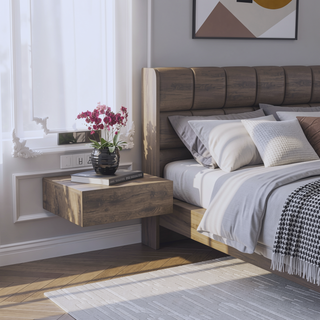 Sunvega Wall-Mounted Nightstand with Drawer for Bedroom and Living Room