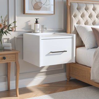 Sunvega Floating Nightstand with Handy Drawer and Surface for Bedroom Storage