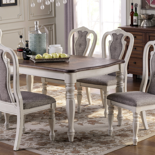 Sunvega Transitional Style Antique White Dining Table with Oak Top for Kitchen
