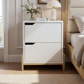 Sunvega Luss Nightstand with Two Spacious Drawers and Sleek Modern Design