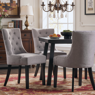 Sunvega Contemporary Upholstered Dining Chairs with Tufted Diamond Stitch and Wood Legs