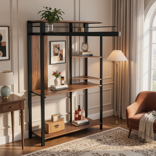Sunvega Twin Metal Loft Bed with 2 Shelves and Desk for Study and Storage