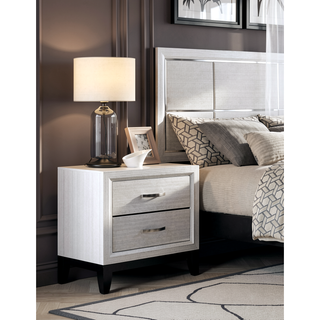 Sunvega Modern Contemporary White Finish Wooden Nightstand with 2 Dovetail Drawers