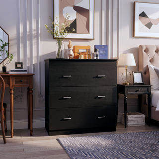 Sunvega Three Drawers Pressed Wood Dresser in Wengue Easy To Assemble