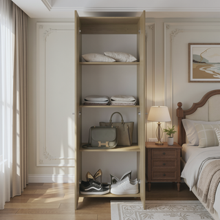 Sunvega Macadamia Closet System for Bedroom Storage with Customizable Shelf Heights