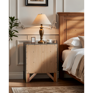 Sunvega Chic Gray Storage Nightstand with Three Spacious Drawers