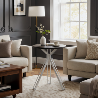 Sunvega Dark Oak Round 35-inch Pub Height Bistro Table with Pedestal Base