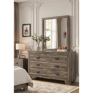 Sunvega Brown Cherry Finish Contemporary Fabric Panel Bed in One Box
