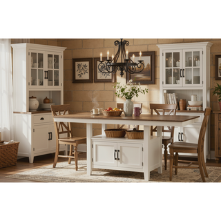 Sunvega Brown Asian Hardwood Counter Table with Hidden Storage and Distressed Top