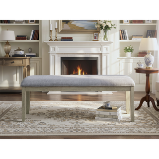 Sunvega Upholstered Top Bench with Memory Foam and Wheat Finish for Dining