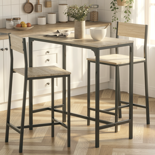 Sunvega Industrial Counter Height Bar Table and Chairs Set for Two with Space Saving Design