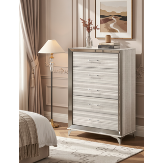 Sunvega Modern Sleek Design Chest with Polished Chrome Accents and Spacious Storage