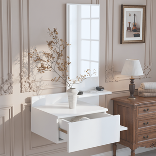 Sunvega Vienna 23.6" Wide Floating Mirror Console Table with 3-Tier Shelf
