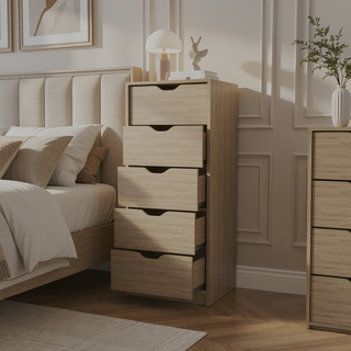Sunvega Tall Space Efficient 5 Drawer Dresser for Nurseries and Bedrooms