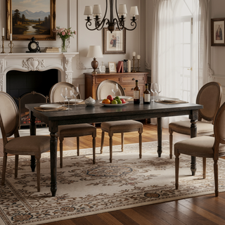 Sunvega Weathered Grey Rectangular Dining Table with Wood Turned Legs