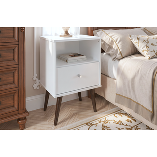 Sunvega Modern Nightstand with Drawer and Cubby for Bedroom or Living Room