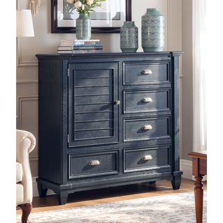 Sunvega Transitional Slate Blue Armoire with Nickel Knobs and Ball Bearing Glides