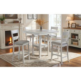 Sunvega Farmhouse Style Black Gray Two Tone Finish Square Counter Height Dining Set