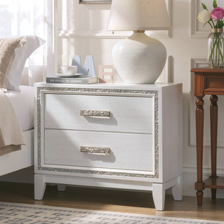 Sunvega Contemporary Modern Weathered Black Nightstand with Two Storage Drawers
