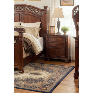 Sunvega Traditional Style Cherry Finish Nightstand with 2 Knob Drawers