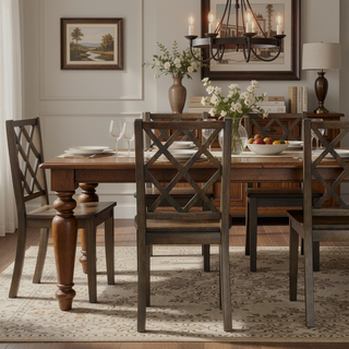 Sunvega 5-Piece Bitters Brown Transitional Dining Table Set for Home