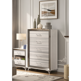 Sunvega Modern Sleek Design Chest with Polished Chrome Accents and Spacious Storage