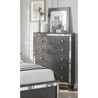 Sunvega Glam Style 2 Drawer Nightstand with Mirror Plating and Tapered Legs